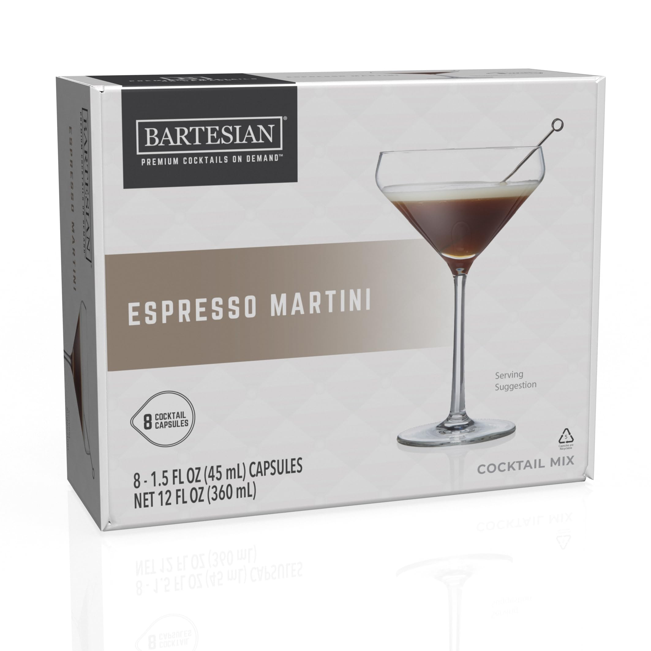 Bartesian Mix per Espresso Martini - Capsule per Cocktail a Base di Vodka - Set di 8 Capsule Analcoliche - Ingredienti per Preparazione Cocktail