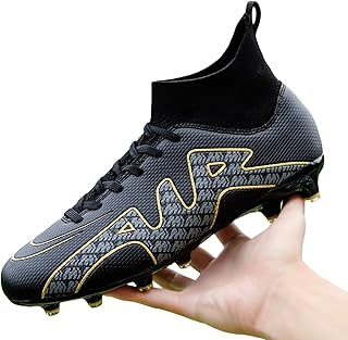 Chuteiras de futebol unissex, AG, chuteiras de futebol respiráveis, tênis de treinamento de relva, adequado para terreno duro, campo de solo, grama natural (Color : Black AG, Size : 39 EU)