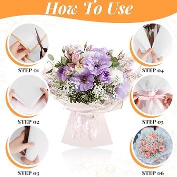 Waterproof Flower Wrapping Paper, 20 Sheets Florist Gift Wrapping Paper Gold Edge Flower Wrap Paper Floral Bouquet WrappingPaper Double Sided Wrapping-Paper for Floral,Gold Edge-White(22.8