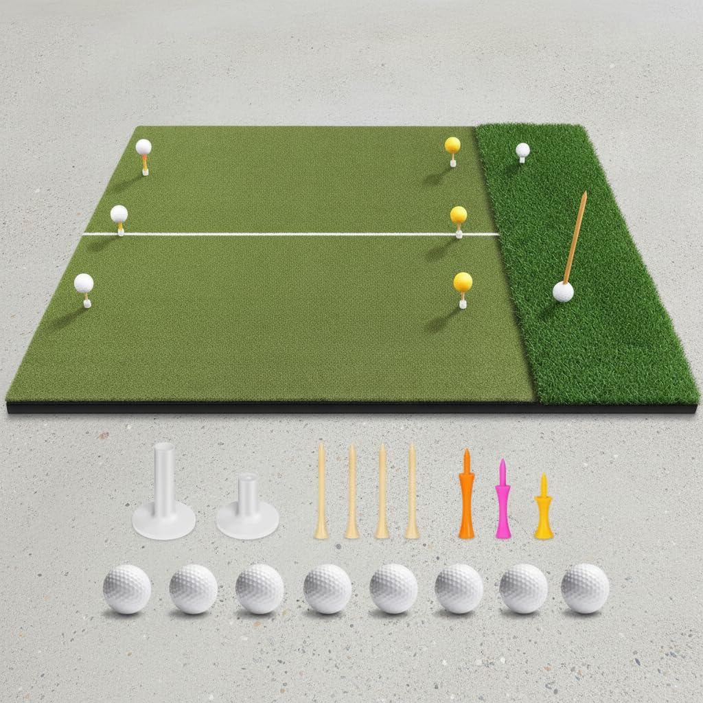 Alfombrilla Golf Doble césped con Banja Bolas, para práctica en casa, para el Juego