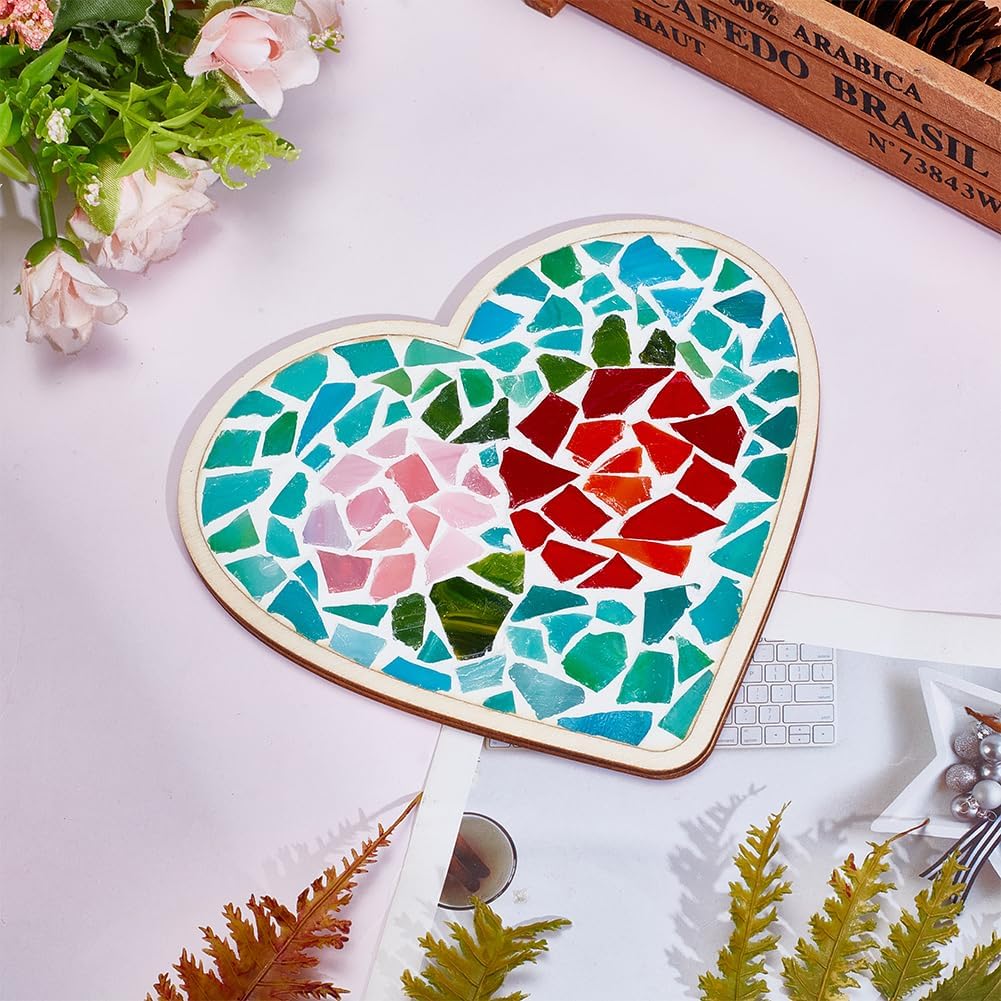 WEBEEDY 2 Set Mosaic Kit Roses Heart Mosaic Coaster Kit Craft Activity Make a Heart Decoration for Home Tableware Trivet Placemat Table Decor, Grout and Glue Not Included