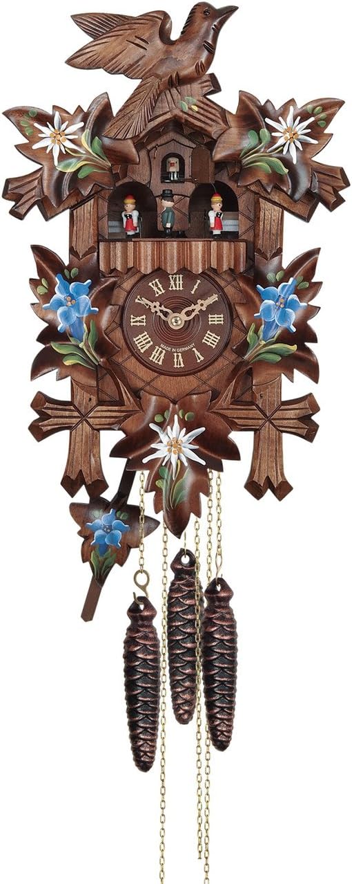 Quartz Cuckoo Clock - Painted Edelweiss & Gentian by Engstler