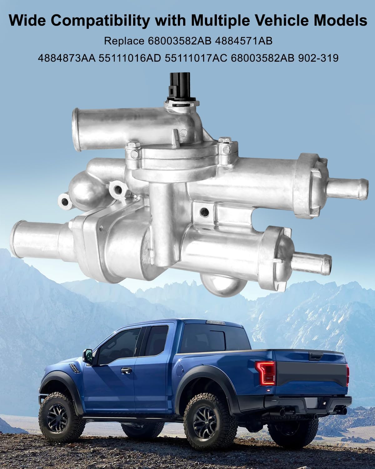 Upgraded Aluminium Engine Coolant Thermostat Housing Replace 68003582AB 4884571AB 902-319,Thermostat Housing Assembly W/Sensor Fit for Chrysler Sebring 200 Dodge Caliber Jeep Compass Patriot 2007-2020