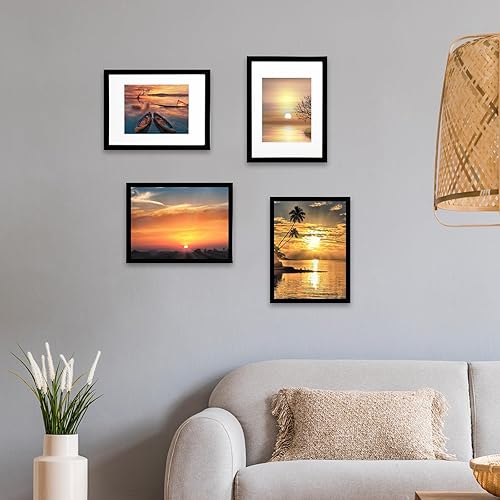 Miniatura 6 de Fixwal Juego de 4 portarretratos de 5 x 7, para fotos de 4 x 6 con paspartú o de 5 x 7 pulgadas sin paspartú, marco de fotos para decoración de