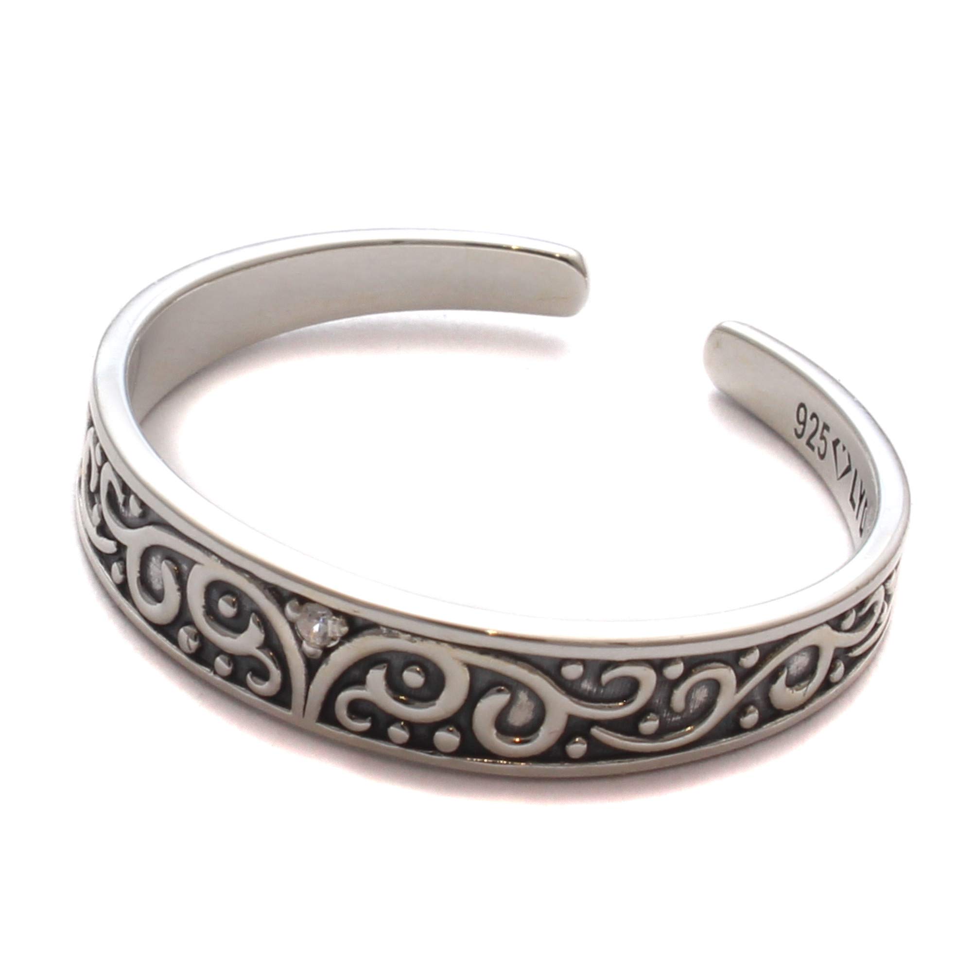 Großer Zehenring mit Zirkonia Steinen aus 925 Sterling Silber