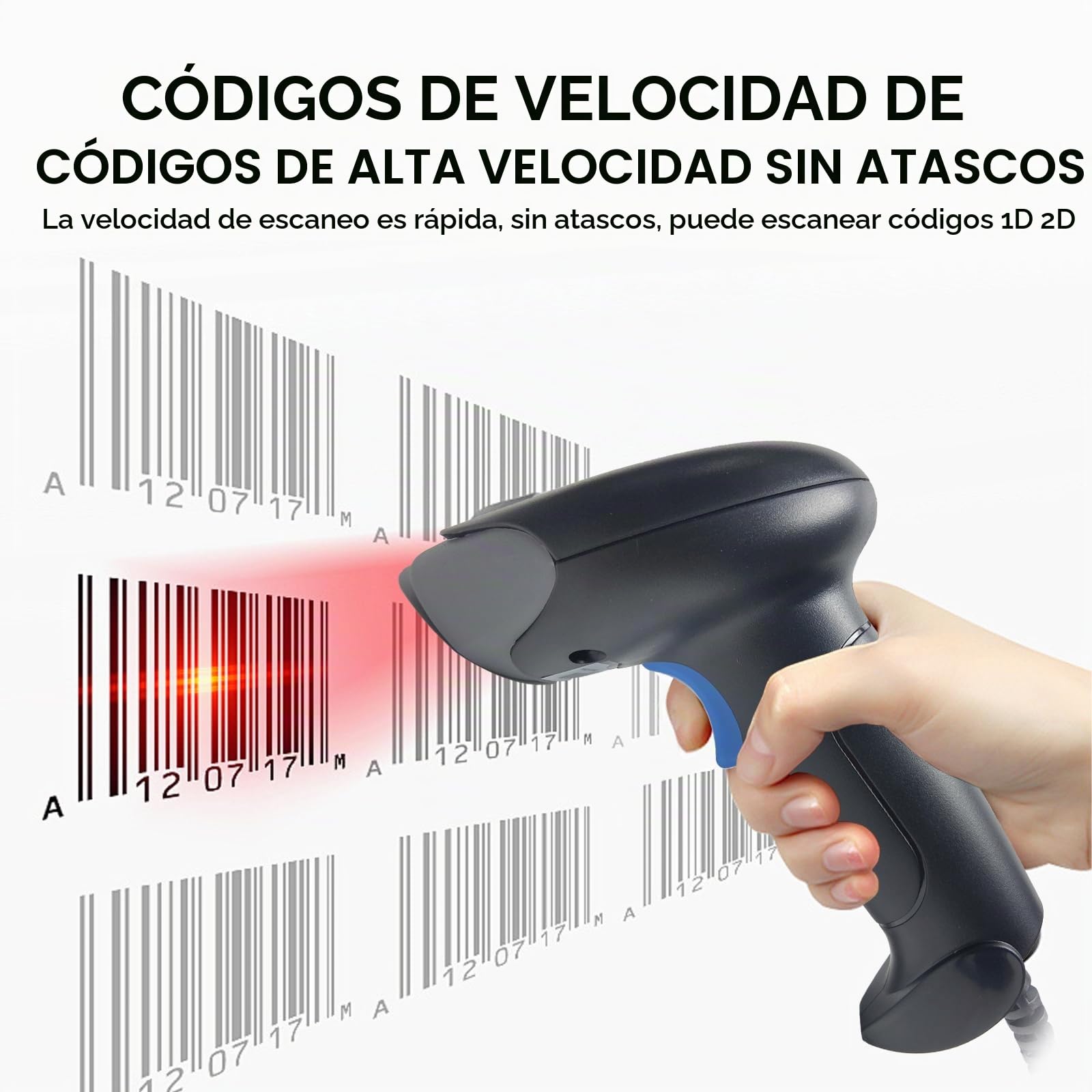 YANZEO S100 Escáner de código de Barras 2D con Cable, Handheld-USB Barcode Lector de códigos de Barras, escáner automático UPC PDF417 Data Matrix Lector de códigos de Barras para Tienda, supermercado