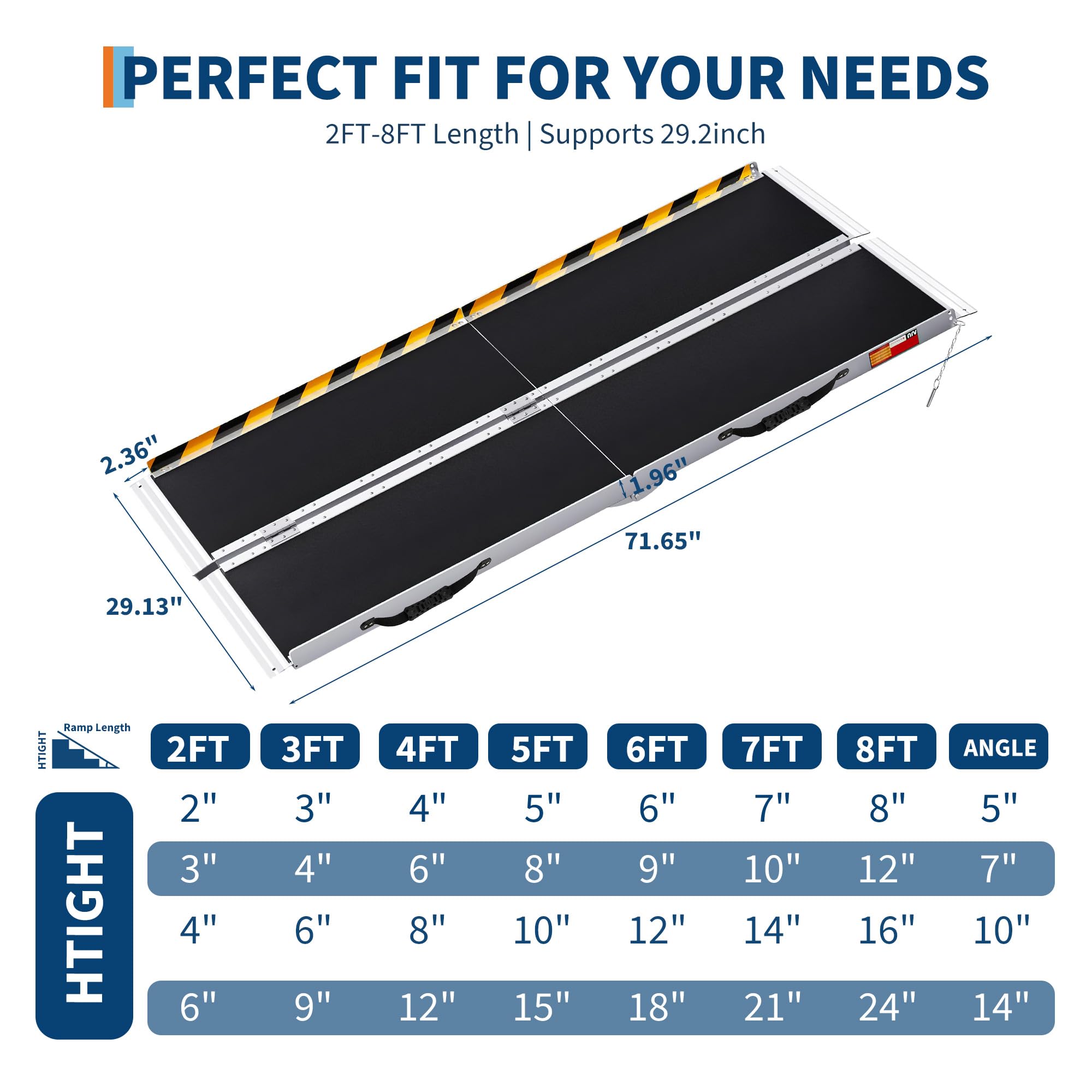 Garvee Rampa Plegable para Silla de Ruedas de 7 pies - Aluminio Antideslizante - 600lb de Capacidad - Portátil y Ligera - Ideal para Escalones, Puertas, Autos y Scooters - Incluye Superficie de Cuero