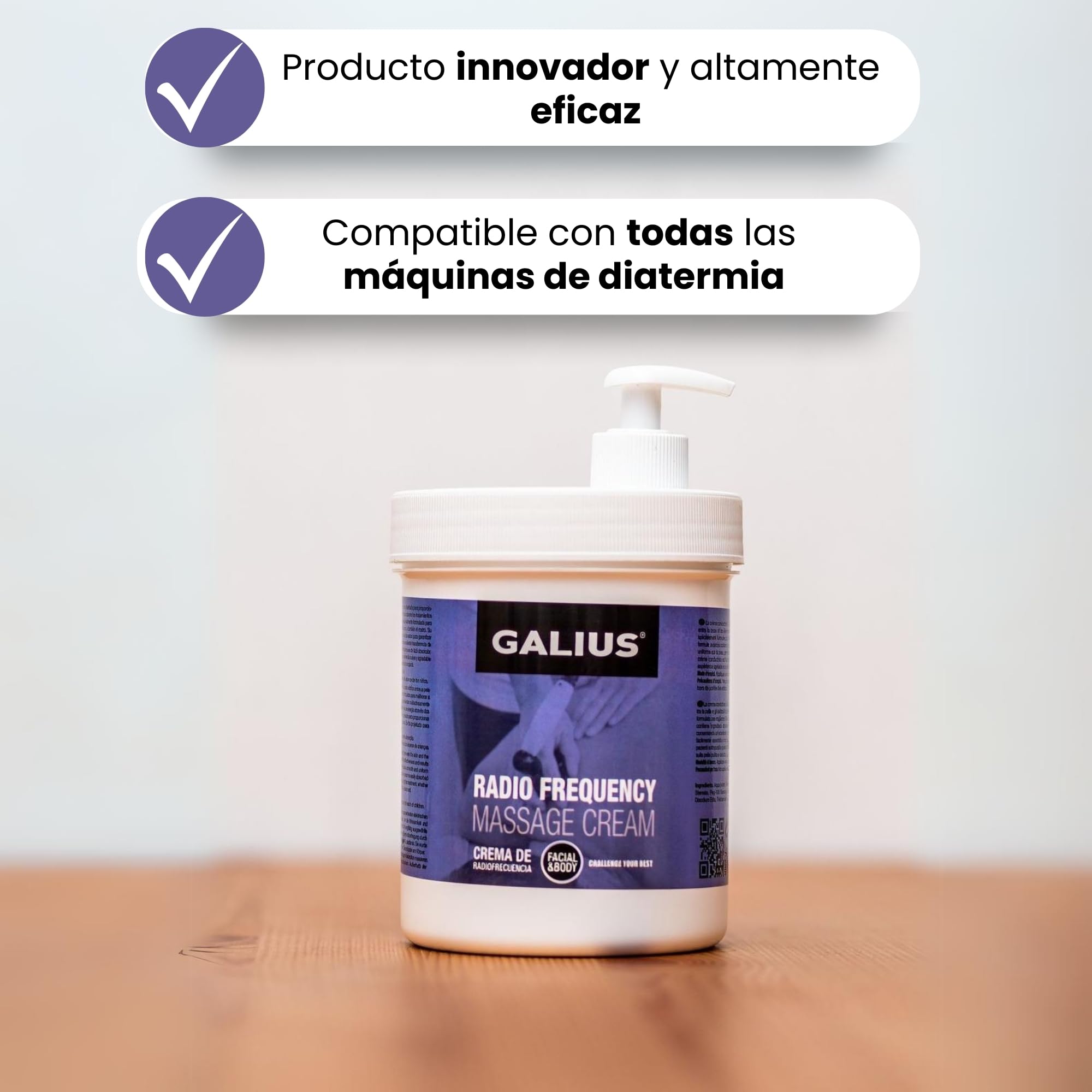 Galius - Crema de Radiofrecuencia Corporal y Facial con Tratamiento de Diatermia - Crema Hidratante Corporal Ideal para Fisioterapia - Alivio Dolores Musculares - Fácil Absorción No Mancha Ropa