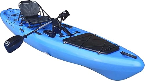 BKC PK13 Kayak de pesca de 13 pies con pedal con sistema de timón e Inversión Instantánea Remo Soporte de respaldo vertical Asiento de marco de