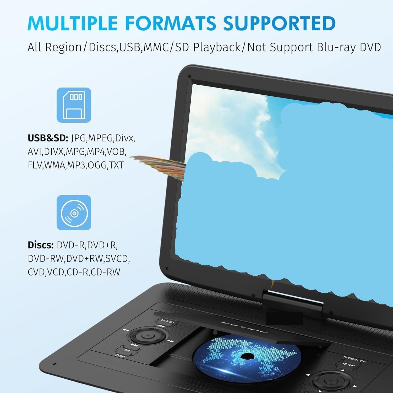 Lettore DVD Portatile, Lettore DVD portatile da 17,9" con schermo girevole HD 15,6"
