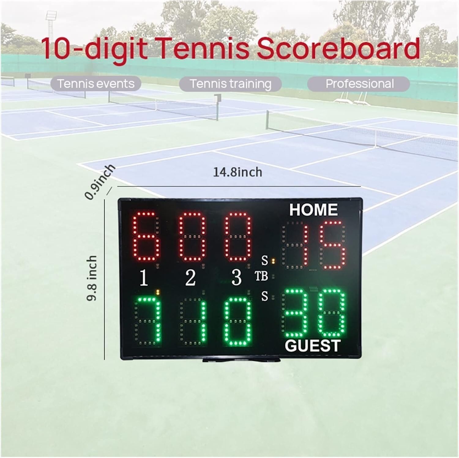Professional Tennis Scoreboard Electronic Digital Scoreboard with Remote Control Indoor Wall Mounted Digital Scoreboard(with Bracket)