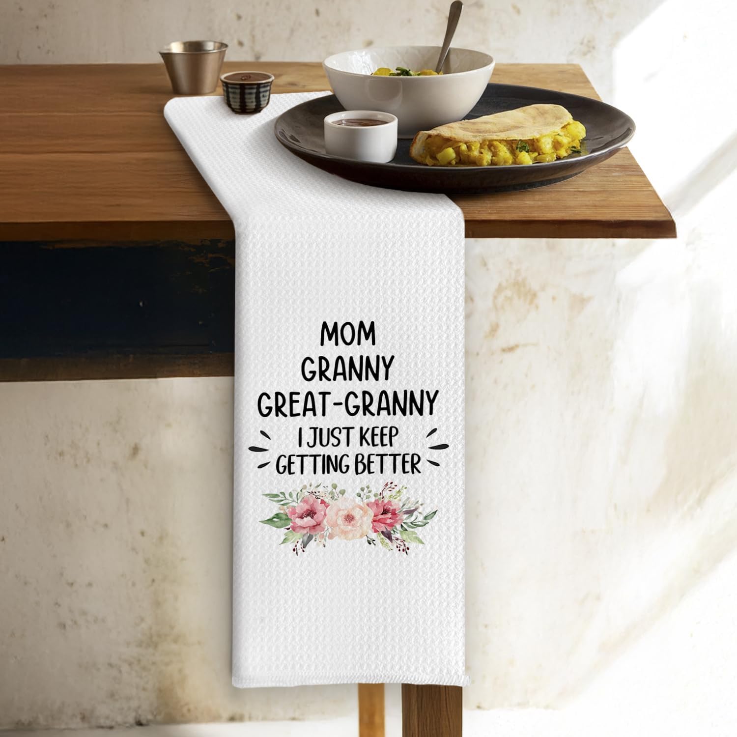 Great Granny Gifts Kitchen Towels, Pregnancy Baby Announcement for Granny Grandma Dish Tea Towels, Great Grandmother Gifts Decorative Hand Towel for Kitchen Bathroom, 16x24 Inch - Image 3