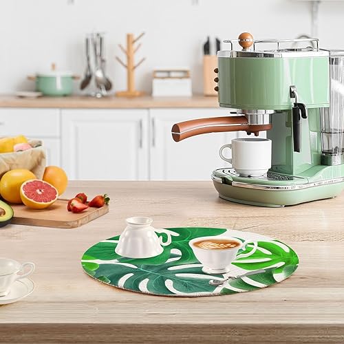 Miniatura 6 de 3 Pcs Large Trivet Mat Tropical Greens Leaves Pattern for Hot Dishes 15in Cotton Thread Weave Heat Resistant Coasters for Hot Pot Modern Farmhouse