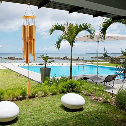 Miniatura 3 de Rdutuok Campanillas de viento de bambú de 32 pulgadas, regalos conmemorativos para mamá, campanillas de viento de madera hechas a mano con melodía