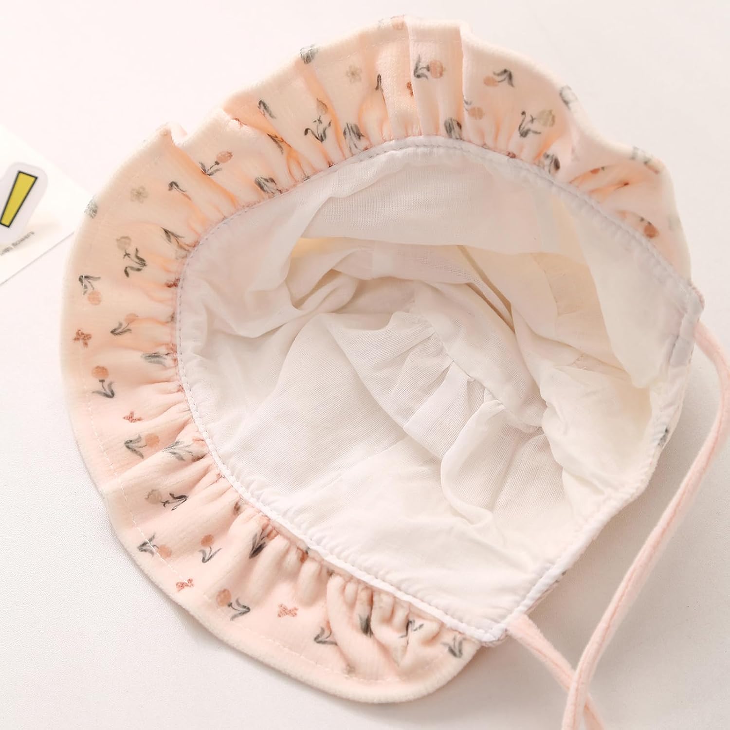 Baby Girls Bonnet Double Layer Soft Newborn Baby Girl Sun Hats with Cute Heart Bow for 3-15 Months