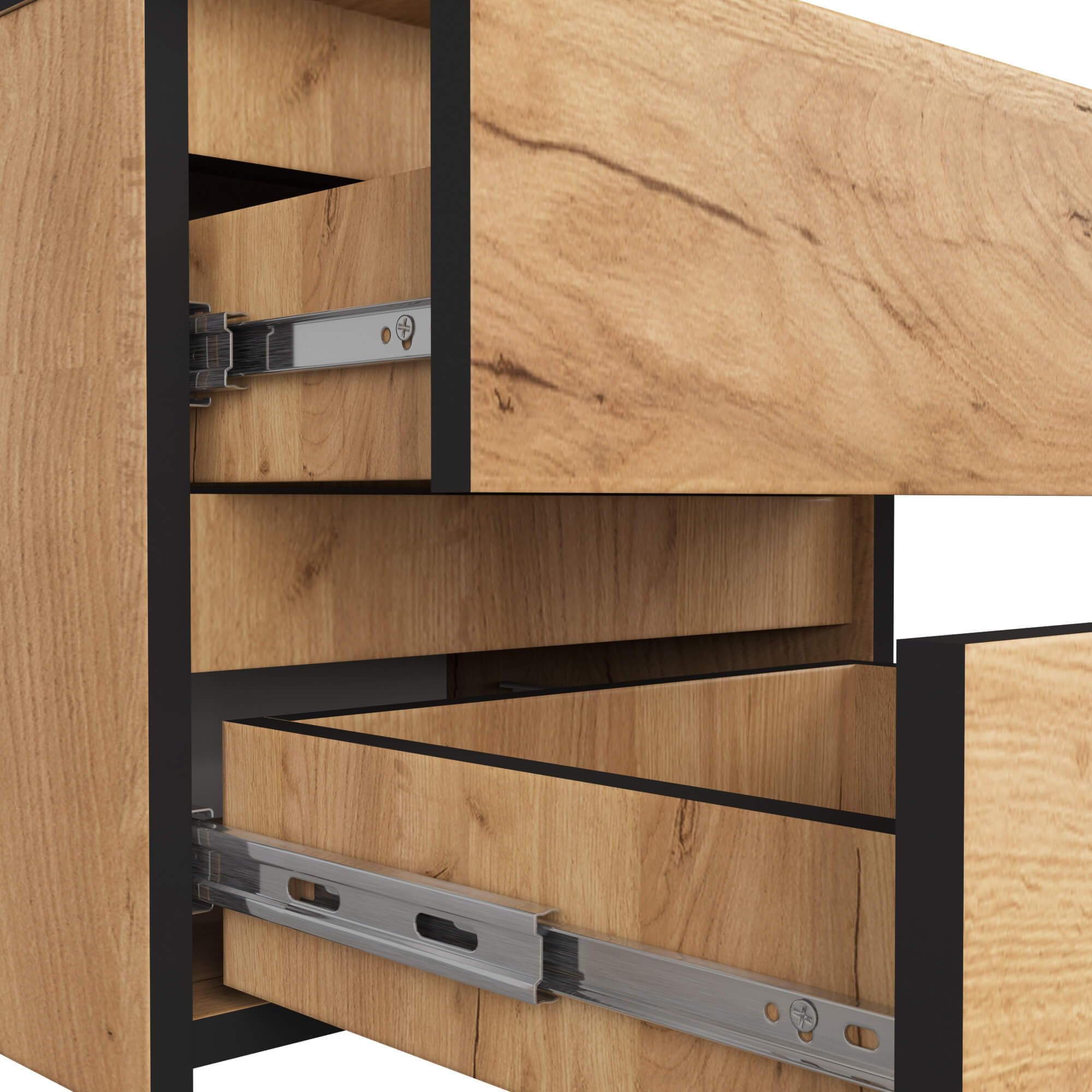 AKORD | Kommode 2 Schubladen Sideboard Mehrzweckschrank Schrank | Schreibtisch | ecktisch | Eck Schreibtisch für Home Office | Einfache Montage | 40x40x35 | Eiche Craft