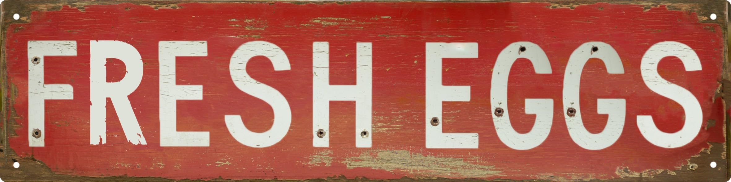 Retro Fresh Eggs Vintage Metal Tin Sign 4x16 in Chicken Farmhouse Wall Decor Rustic Red & Distressed Design Perfect for Kitchen Porch or Bedroom