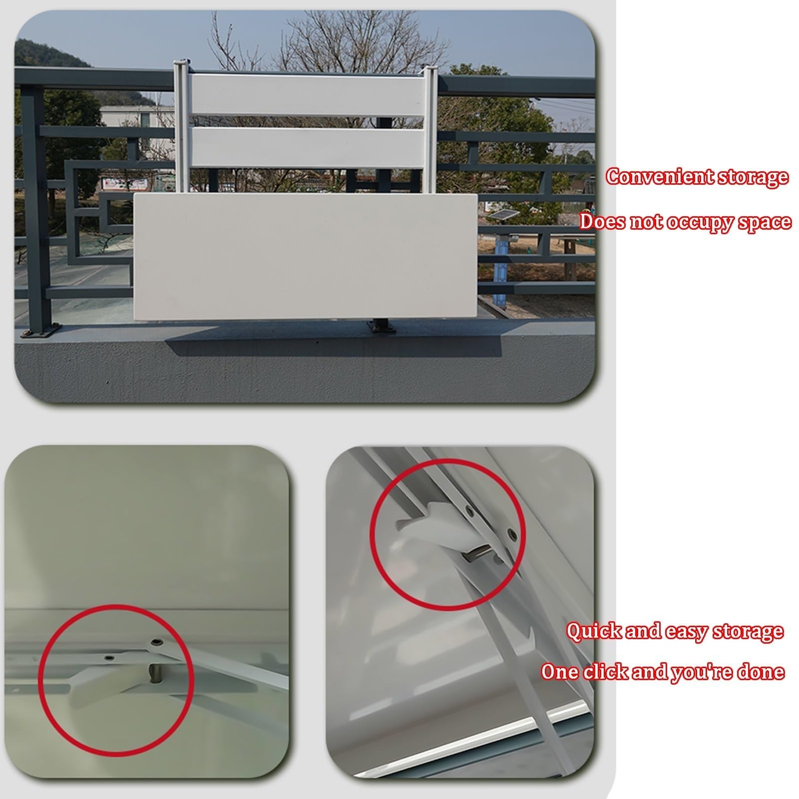 Mesa Plegable y Regulable en Altura para balcón, terraza y jardín (Ajustable en 3 direcciones, Ahorra Espacio, Resistente a la Intemperie) (Negra, 60 x 30 cm / 23,6 x 11,8 Pulgadas)