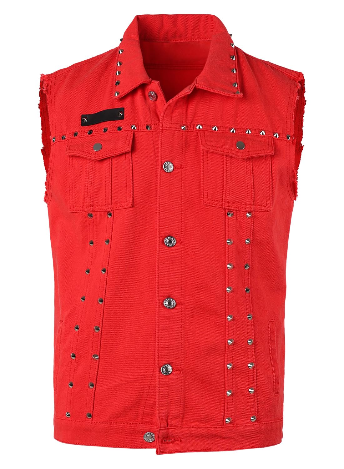 Gilet di Jeans Uomo Rivetto Gilet Moto Strappato Giacca Senza Maniche di Jeans Smanicata Denim Gilet Jeans da Cowboy