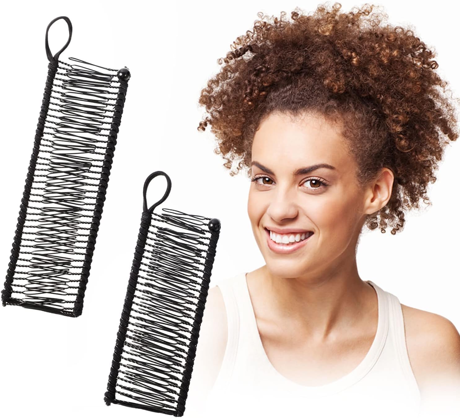 2 Pcs Banana Hair Clips, 30 Teeth + 40 Teeth Stretch Banana Clips, Adjustable Non Slip Ponytail Holder, Vintage Hairpins Comb for Women Girls Thick Curly Hair