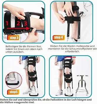 Hands Free Crutch Adjustable Crutches for Walking Walking Aids Painless Knee Crutch Leg and Knee Mobility Support for Disabilities Elderly Injuries Ankle Fractures