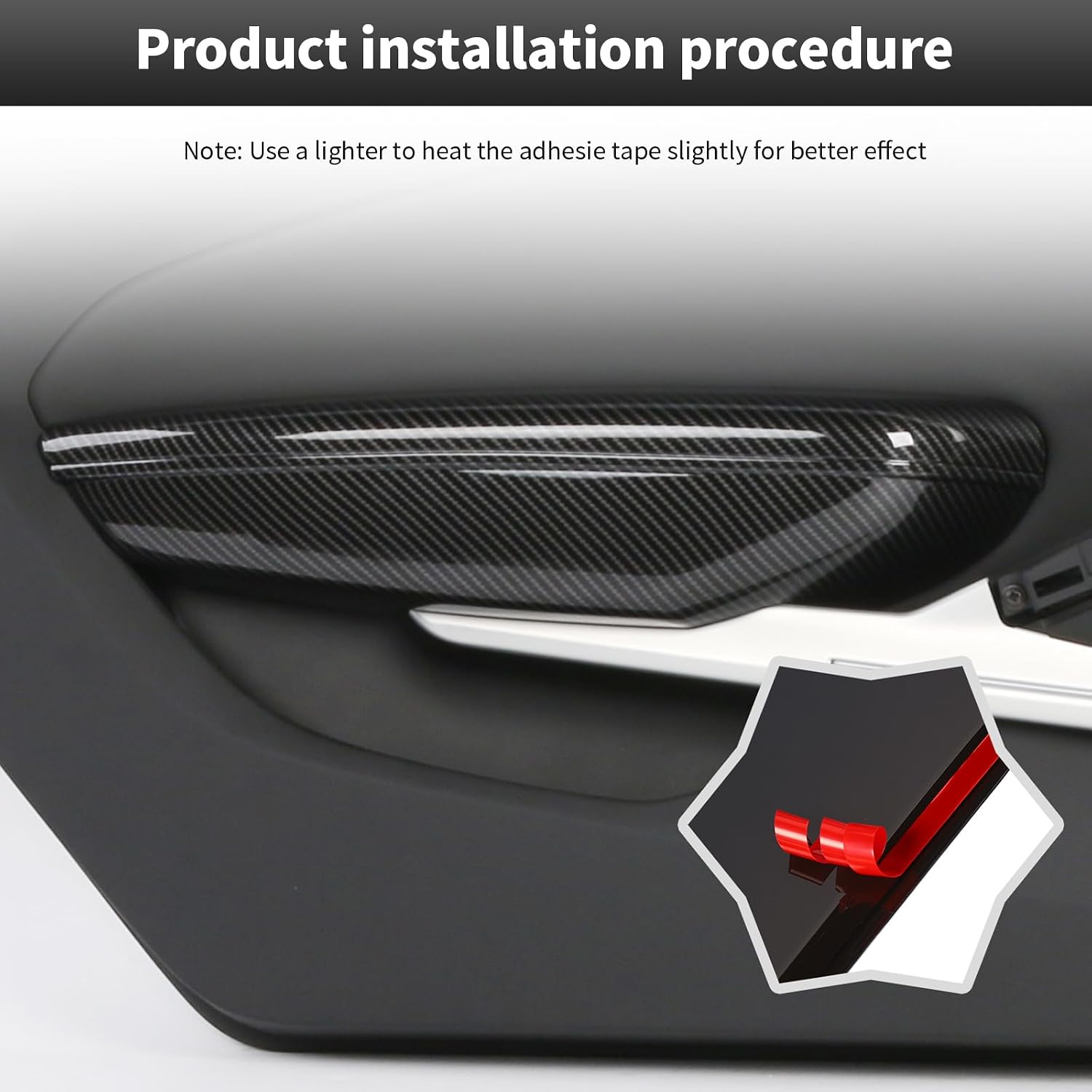 CheroCar Carbon Fiber Inner Door Panel Armrest Cover, Interior Door Trim Decoration Accessories for Chevrolet Camaro 2016-2026