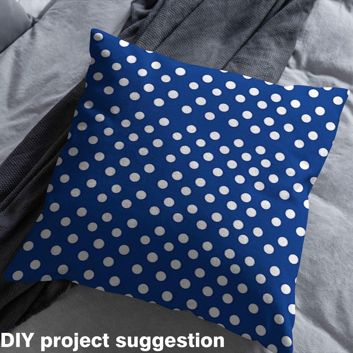 Erosebridal White Polka Dots Fabric by The Yard, Geometric Pattern Decorative Fabric for Quilting Sewing Clothing, Chic DIY Craft Patchwork, Blue White, 3 Yards