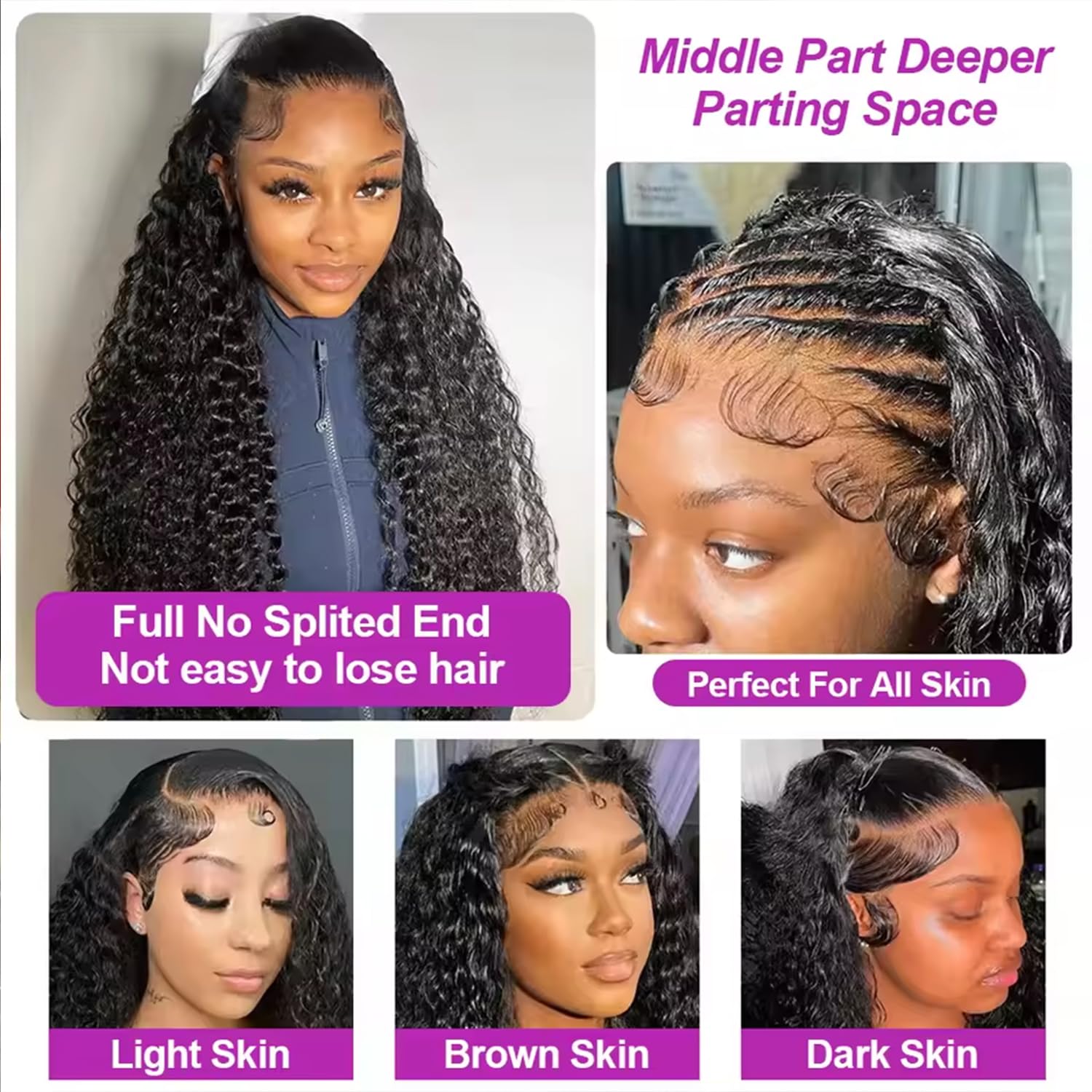 VIPbeauty 200% Density 13x6 Deep Wave Lace Front Wigs Human Hair for Women 13x6 HD Transparent Water Wave Lace Front Wigs Human Hair Pre Plucked 24inch