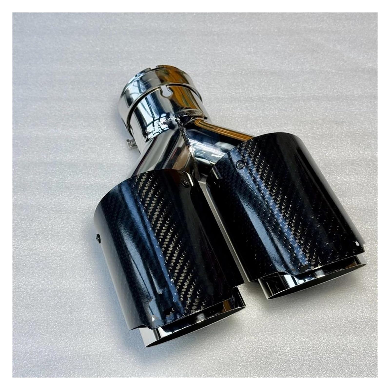 Embout d'échappement double carbone brillant sortie 114 mm - 6