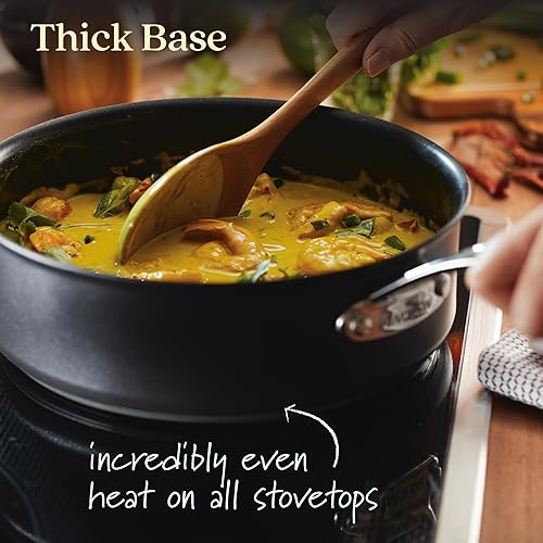 Miniatura 4 de Anolon X Hybrid - Sartén antiadherente de inducción con tapa, 3.5 cuartos de galón, color gris carbón