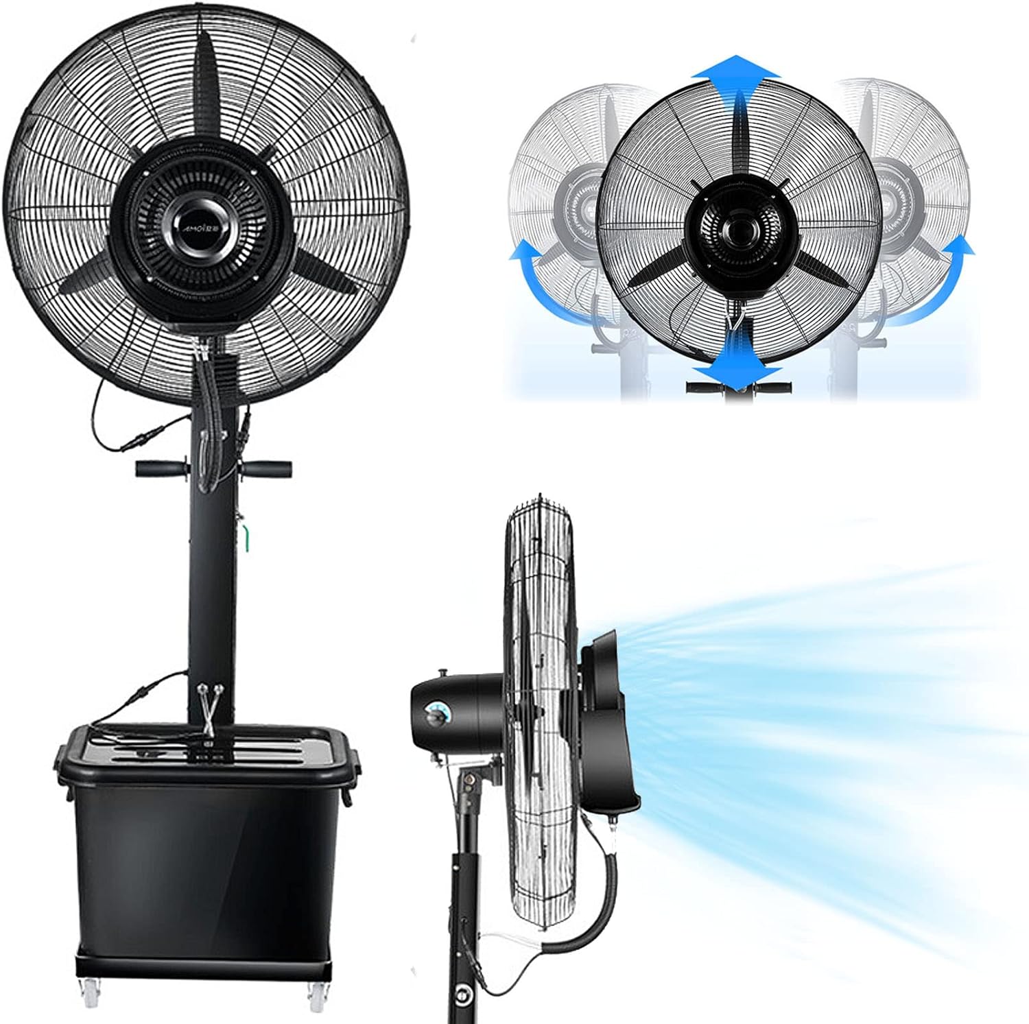 3 Speeds Misting Fan, Outdoor 90° Oscillating Pedestal Fan with Mist, Shop, Garage, Barn, Workspace Standing Fan, 11 Gallon Large Capacity Tank