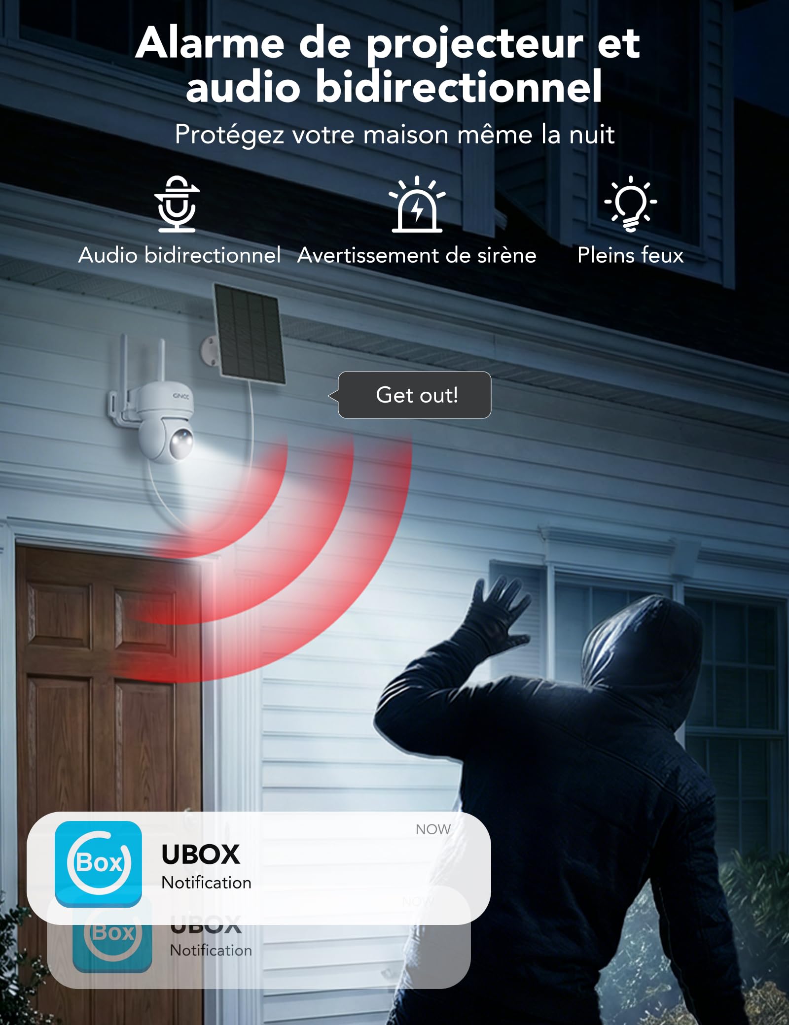 GNCC Camera Surveillance Extérieur sans Fil 4G LTE 2K avec SIM sans WiFi