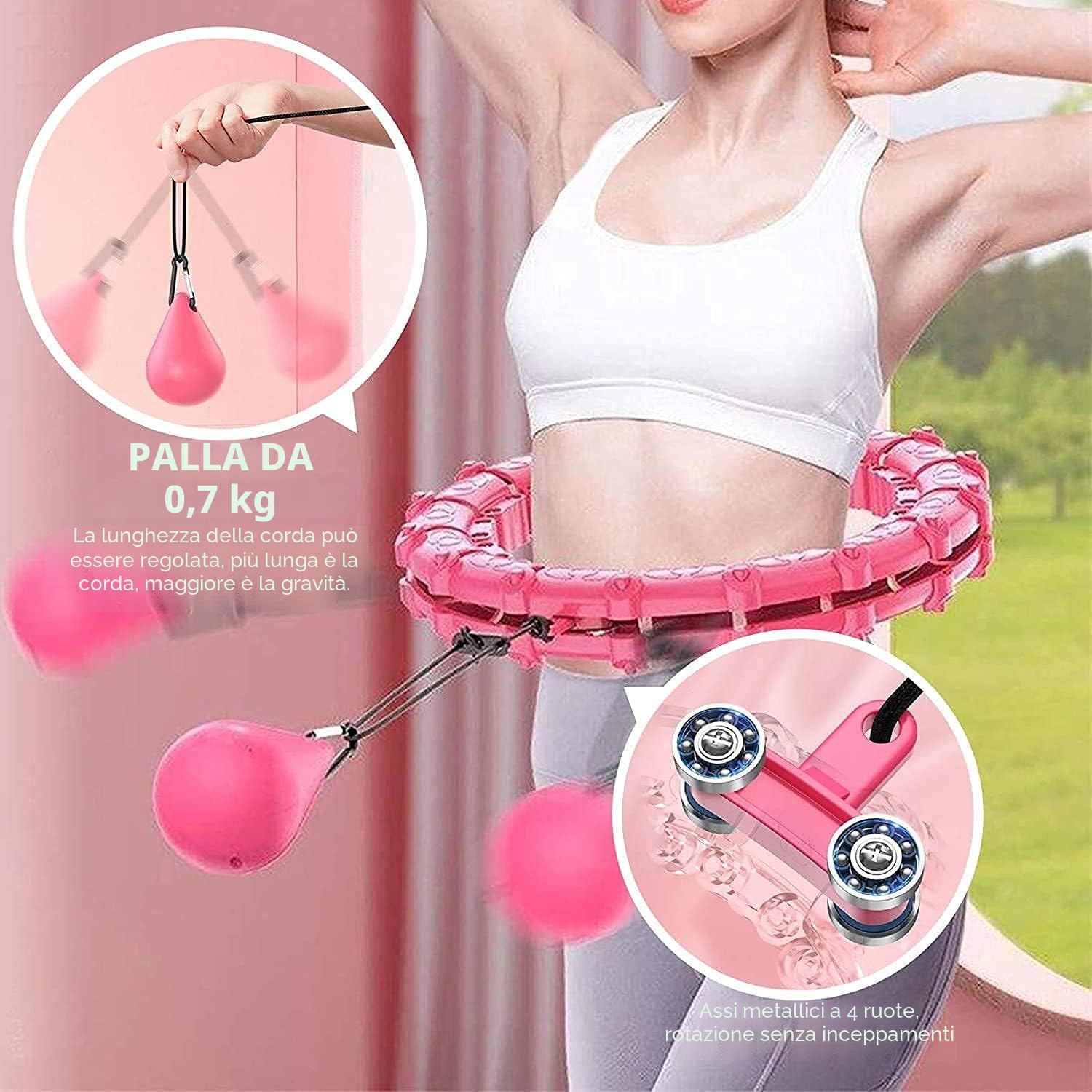 Non cadrà Hula Hoop Lavoratore a Vita Calda Regolabile per Adulti Hula Hoop (Vita 55-125 cm)