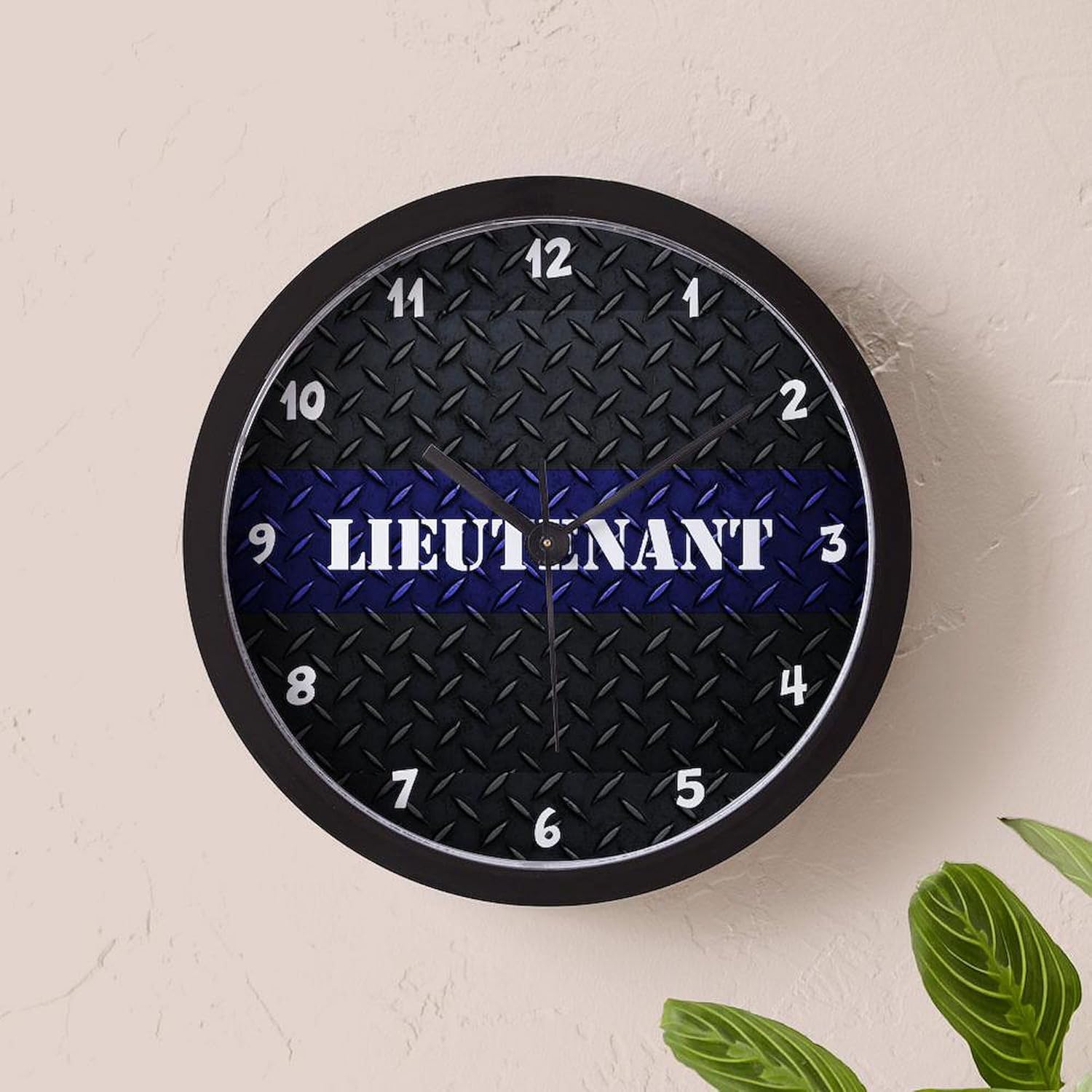 CafePress Police Lieutenant Diamond Plate 10" Wall Clock for Livingroom, Kitchen, or Office