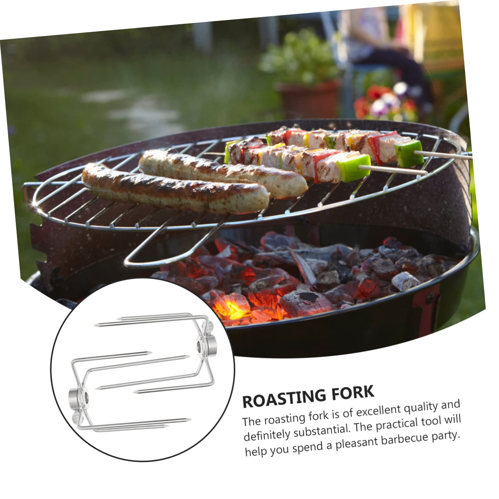 TOYANDONA Grillgabeln Praktisches Hähnchengrill Zubehör 2 Stück Verdicktes Material aus Edelstahl Geeignet für Elektroofen und Outdoor Grill