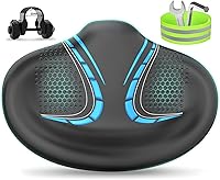 Vista 12 de BLUEWIND New Noseless Oversized Bike Seat, Wide Bicycle Saddle Novel Backrest Design for Electric Bike, Universal Fit Exercise Bike or Road