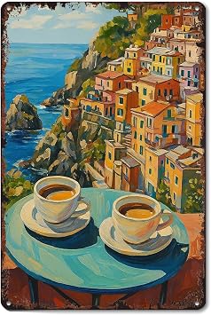 Italian Espresso Art Print 8x12 Inch Aluminum Metal Tin Signs Funny Vintage Poster-For Living Bathroom Room Kitchen Bedroom Garden Wall Decor