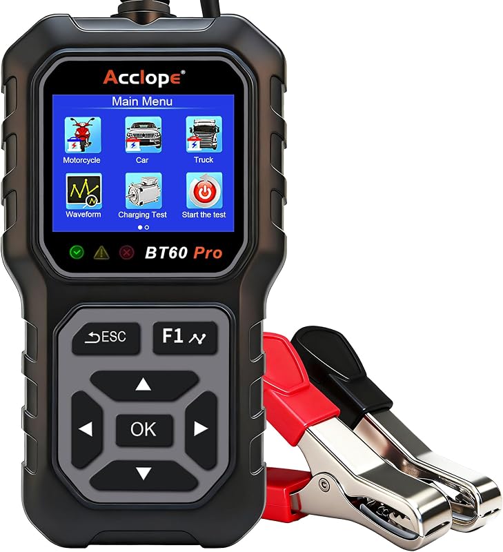 BT60 PRO Car Battery Tester 6V/12V/24V, 2–120Ah, 100–3000 CCA, AGM/Gel/Lithium, Alternator & Starter/Charging System Analyzer, QR Cloud Report (No App), Digital Checker