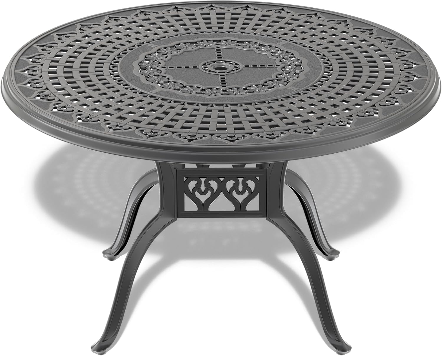 7pcs Cast Aluminum Patio Set with Cushions (Black Frame Multi Color Cushions) – Outdoor Dining Table 6 Chairs for, Deck, Pool