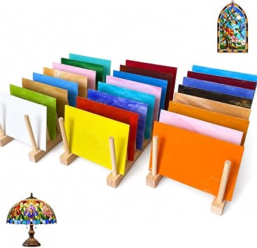 24 Sheets Rainbow Cathedral Stained Glass Sheets 4x6 Inch
