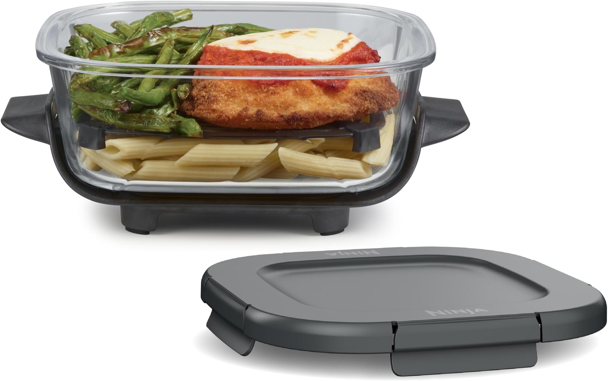 6 Cup CleanCrisp Glass Container with Leak-Proof Storage lid, Compatible with Ninja Crispi® Portable Cooking System, Microwave, Freezer & Dishwasher Safe, PFAS & PTFE Free Glass, XSKSFN6CUP