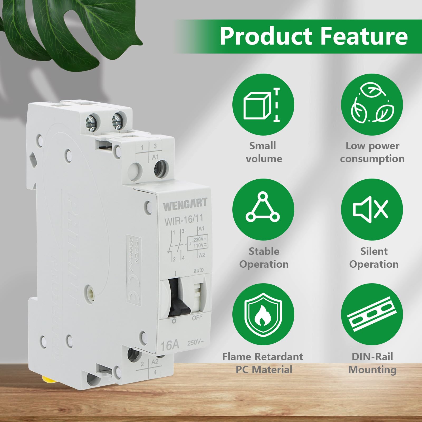 Relé De Impulso AC230V Relé De Impulso Wengart WIR-16, 230V AC 16A, Para Controlar Luces O Dispositivos Con Pulsador, Montaje En Rail DIN, Blanco Relé Montaje Rail DIN 16A