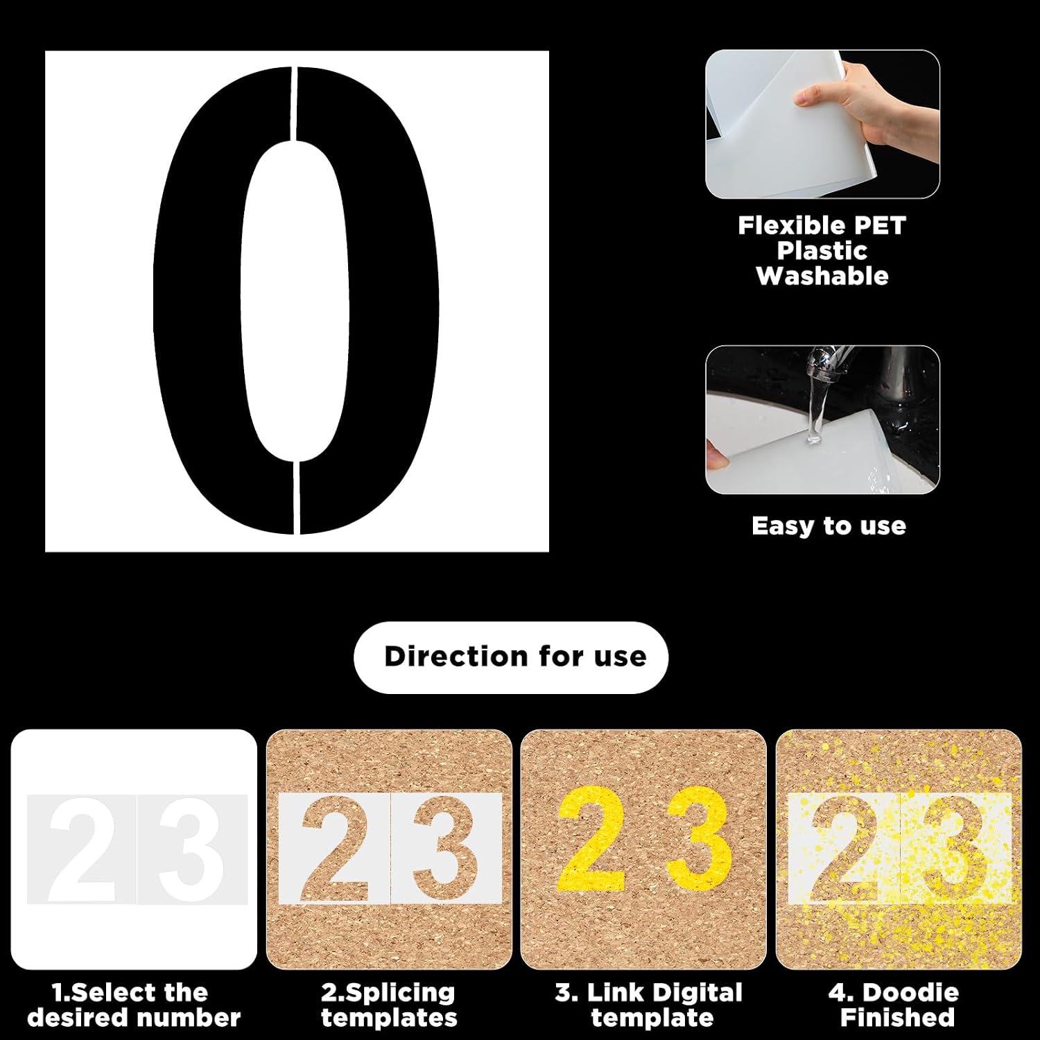 SATINIOR 36 Pieces Large Letter Stencils Number Reusable Alphabet Stencils Numbers Templates Craft for Wood Wall Fabric Signage Chalkboard Painting DIY Projects(16 Inch)
