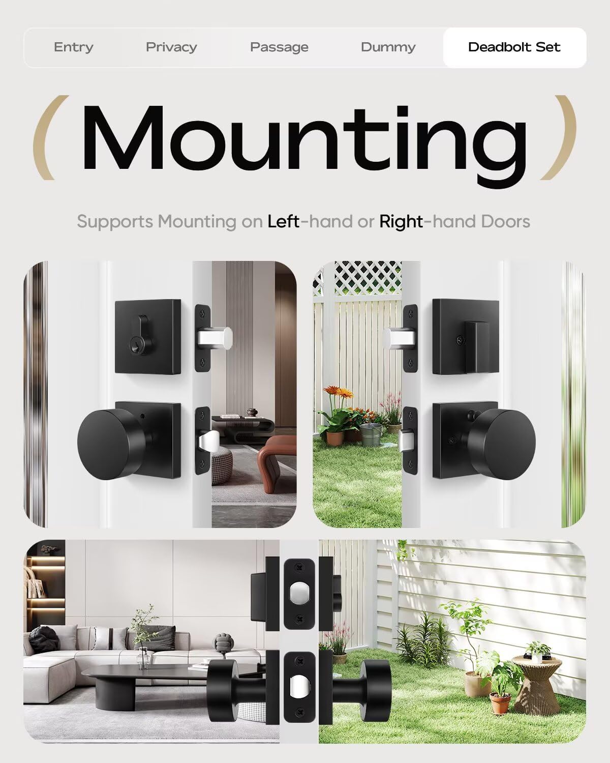 Leydebong 2 Pack Keyed Different Entry Door Knobs and Single Cylinder Deadbolt Lock Combo Set Security for Exterior and Front Door, Keyed Entry Door Locksets with Deadbolt, Matte Black Finish