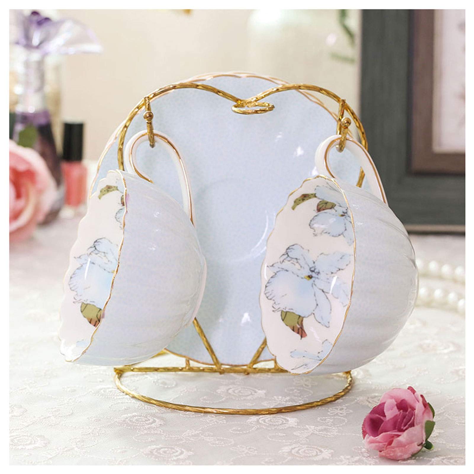 Tazzine da caffè Set da tè pomeridiano Britannico Tazza da tè con Fiori per la casa Tazza in Ceramica Fatta a Mano Elegante Tazza da caffè per Ragazze Adatta per Il tè pomeridiano di Nozze
