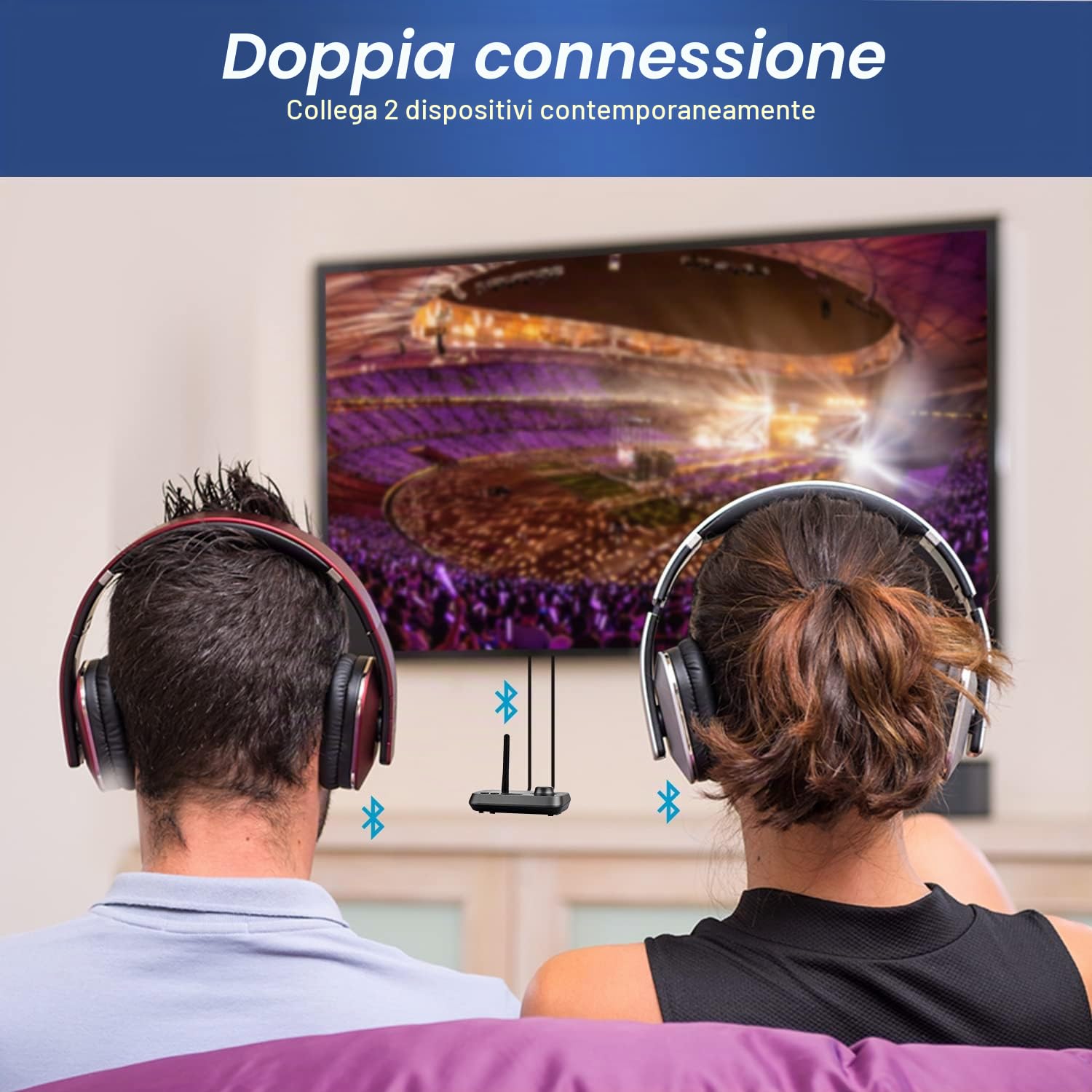 August MR280 Trasmettitore Bluetooth per TV, Trasmettitore Ricevitore Adattatore Bluetooth 5.0 per PC Cuffie, HIFI, Bassa Latenza con Multipunto, Modalità Bypass - AUX Jack RCA Ottico USB-C