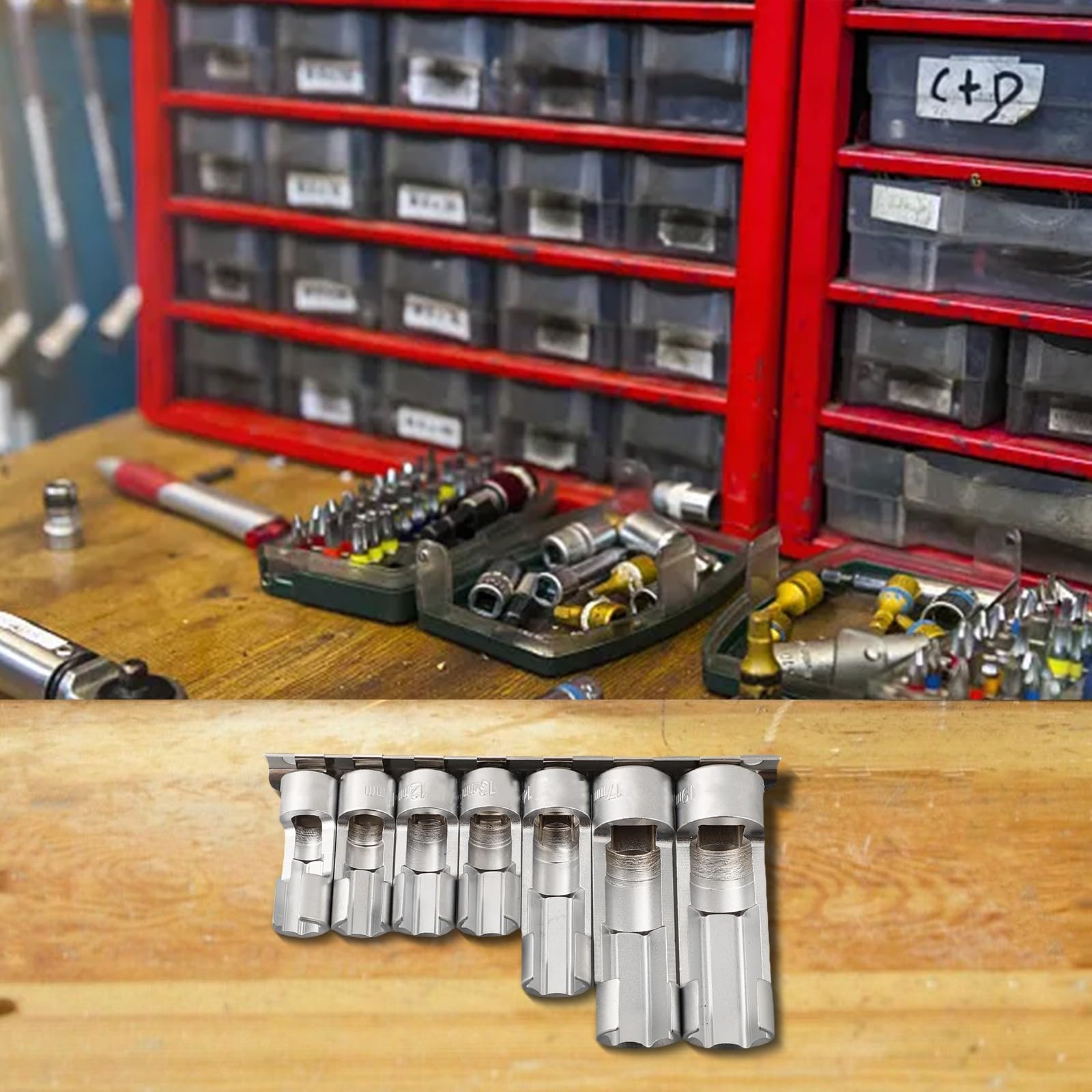 Jeu de clés à douille 10-19 mm pour injecteur diesel et tuyau ABS, 7 pièces 3/8 et 1/2