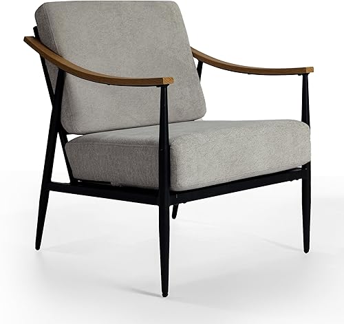 Miniatura 7 de Silla decorativa moderna para sala de estar, dormitorio, sillón de mediados de siglo, silla tapizada para oficina, cómoda silla de espera con marco