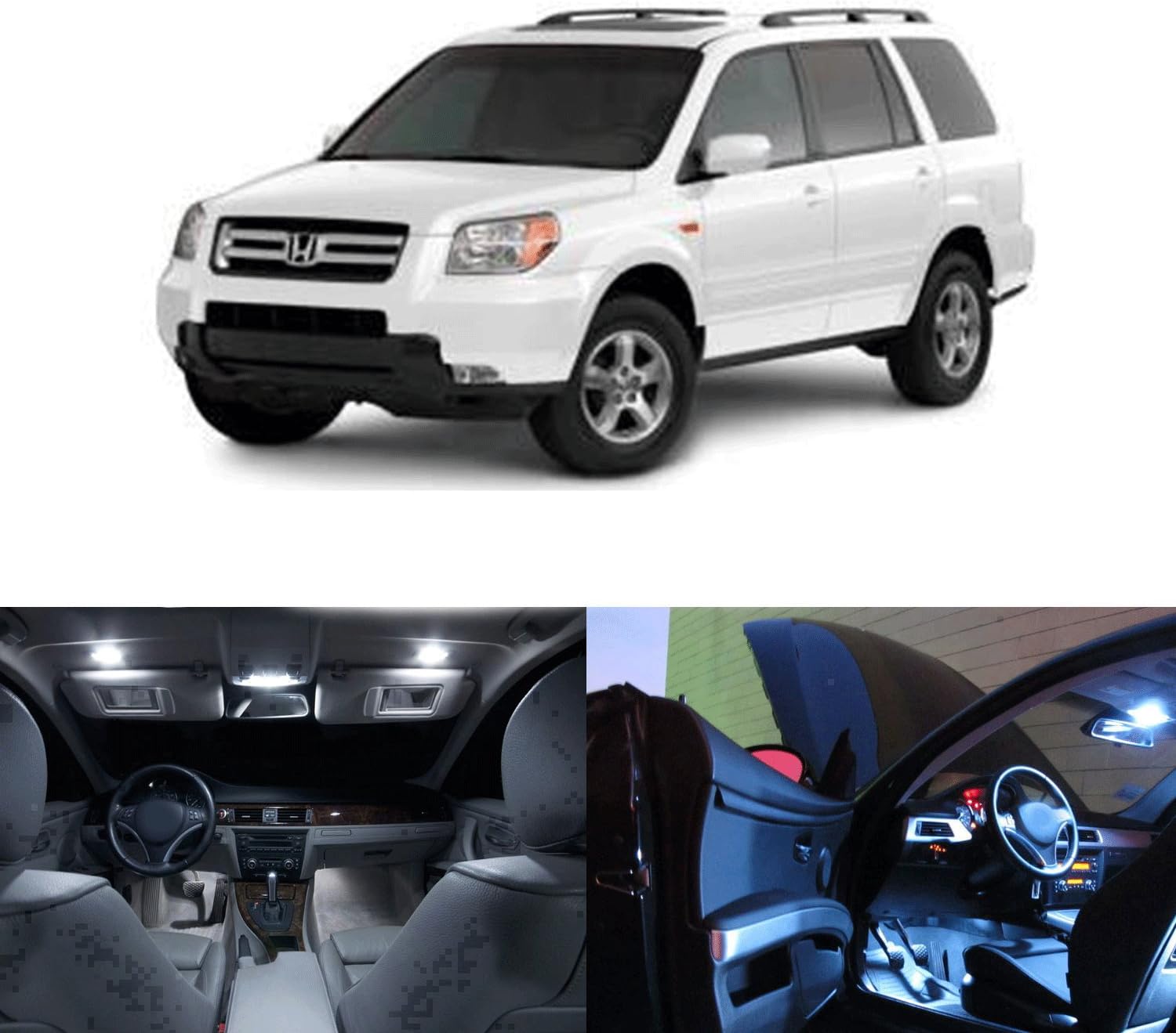 LED White Lights Interior Package Kit For Honda Pilot 2003-2005 (16 pcs)