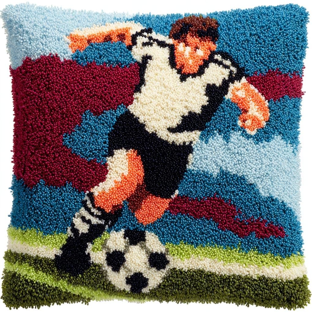 WallustrioaW Latch Hook Pillowcase Kits 17x17in,Football Player